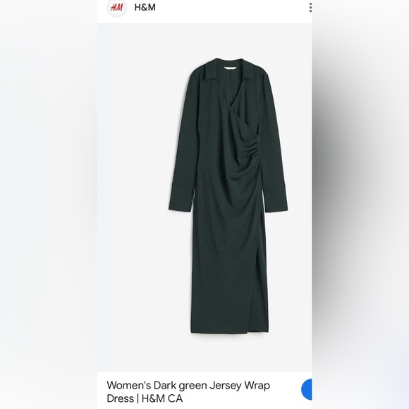 h and m jersey wrap dress NWT H&M Forest Green Long Sleeve Womens dresses